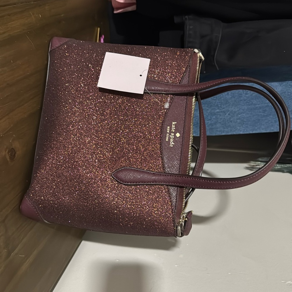 Kate Spade burgundy glitter purse